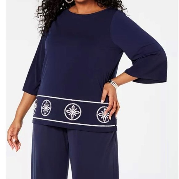 COPY - Michael Kors Women's PLUS Navy Blue Top 2X NWT - Picture 1 of 7